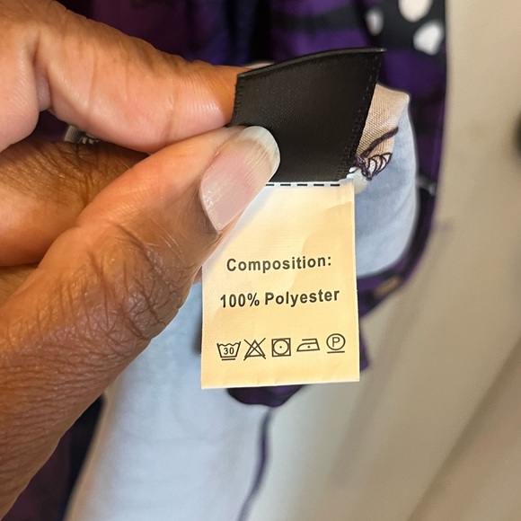 LIKE NEW SHEIN LUNE Allover Print Butterfly Sleeve Dress - Purple - Sz 6/Medium - Picture 11 of 12